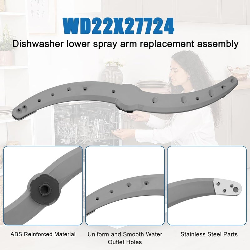 HLTIT WD22X27724 WD22X33499 Dishwasher Lower Spray Arm Dishwasher Parts Dishwasher Spray Arm Compatible with GE Dishwasher Replaces AP7014276 WD22X26621 WD22X27724 WD22X10091 - Image 3